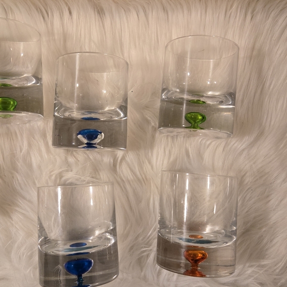 6 Rare Cocktail Glasses Suspended Controlled Bubble Based Green Blue Orange - Picture 12 of 16